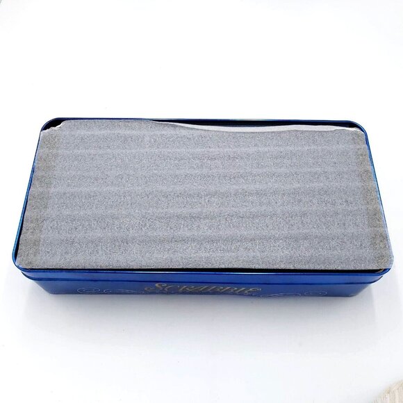 Milton Bradley Scrabble Crossword Game Collector's Edition Blue & Gold Metal Tin - Picture 12 of 16